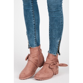 Ideal Shoes Stivaletti in pelle scamosciata con cerniera rosa 1