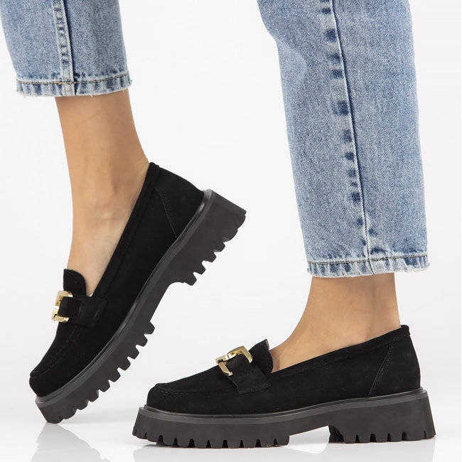 Filippo DP4916 mocassino in pelle scamosciata sulla piattaforma nero 1