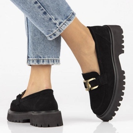 Filippo DP4916 mocassino in pelle scamosciata sulla piattaforma nero 2
