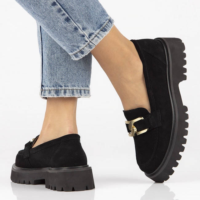 Filippo DP4916 mocassino in pelle scamosciata sulla piattaforma nero 2