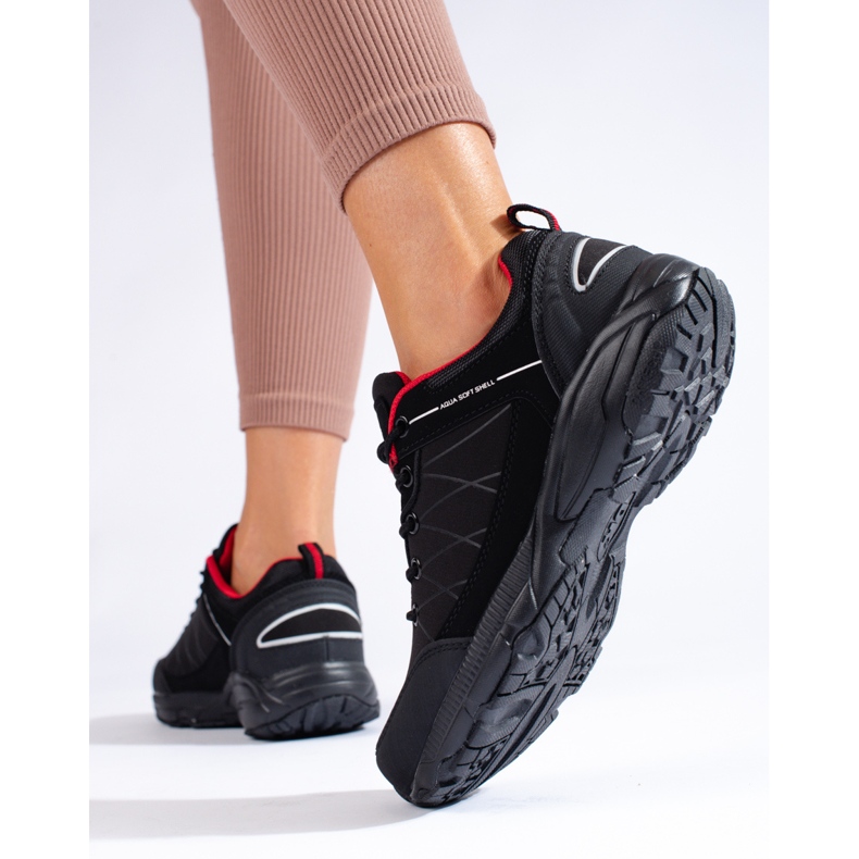 Scarpe da trekking da donna impermeabili nere e rosse DK nero rosso 2