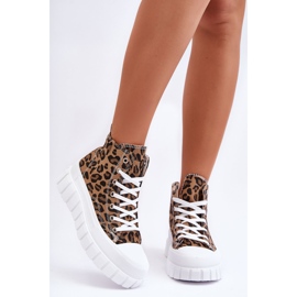 PS1 Sneakers Alte da Donna Fantasia Leopardata Marrone Florensi 2