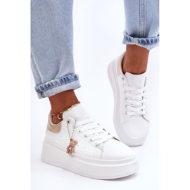 PS1 Scarpe sportive da donna su una massiccia piattaforma Mariell bianca e oro bianco 1