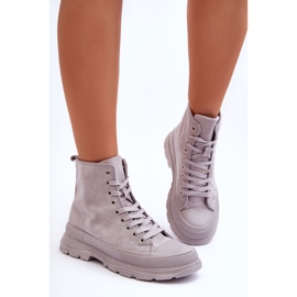 PS1 Sneakers Alte Da Donna In Pelle Scamosciata Grigio Eleamia 1