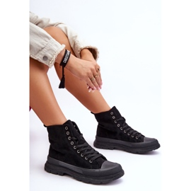 PS1 Sneakers alte da donna in camoscio nere Eleamia nero 1