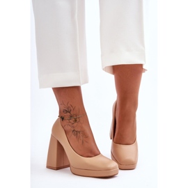 Décolleté con tacco grosso Nude Rosalia beige 1