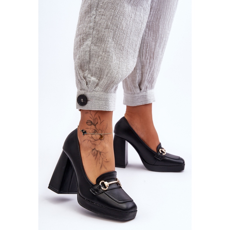 Décolleté in pelle alla moda Black Rouse nero 1