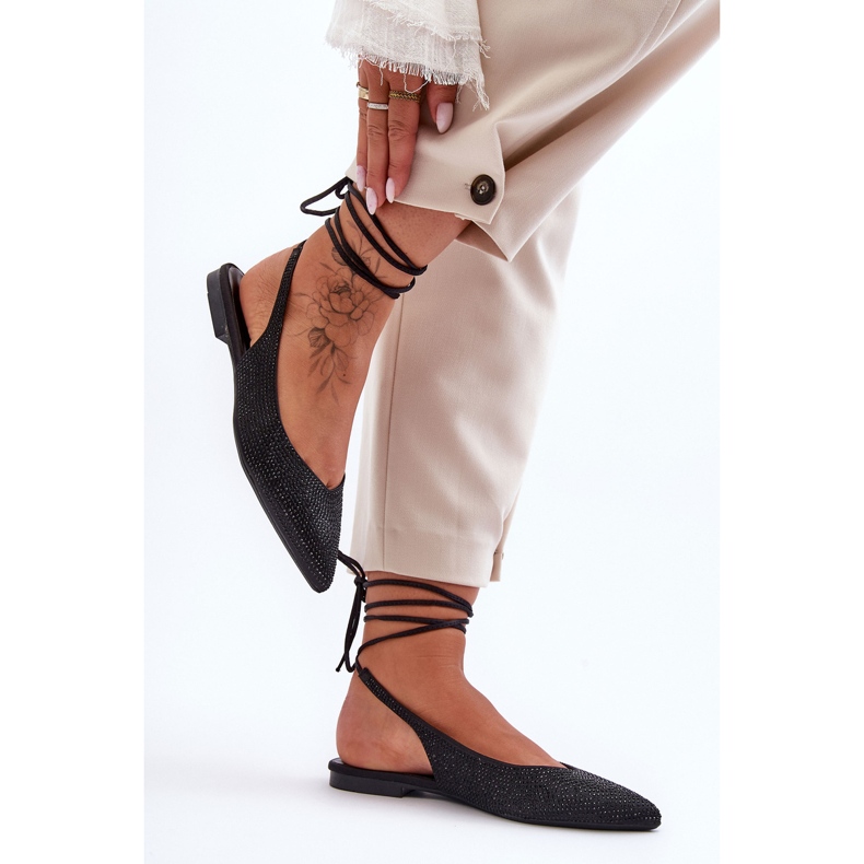 Ballerine Stringate da Donna Impreziosite da Borchie Nero Jange 2