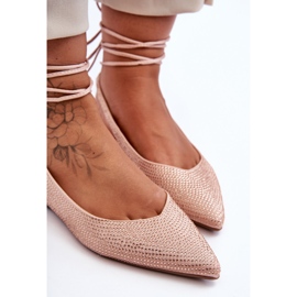 PG1 Ballerine Da Donna Con Lacci Beige Con Borchie Jange 2