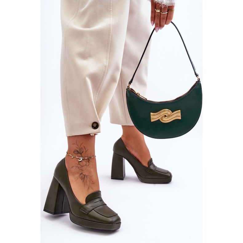 Décolleté con tacco alto verde Alisa 2