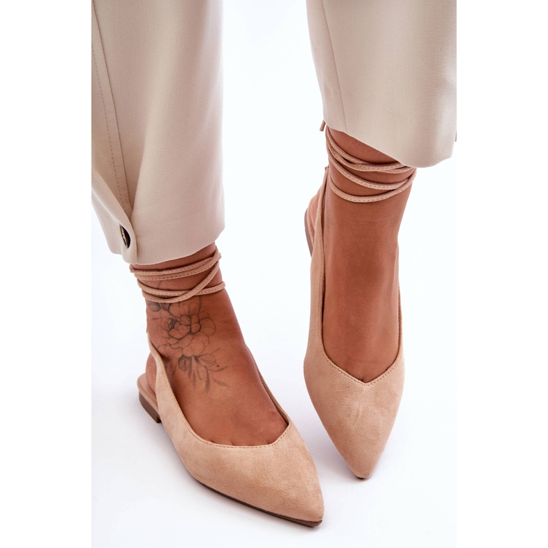PG1 Ballerine stringate in pelle scamosciata da donna Nude Lilly Ann beige 2