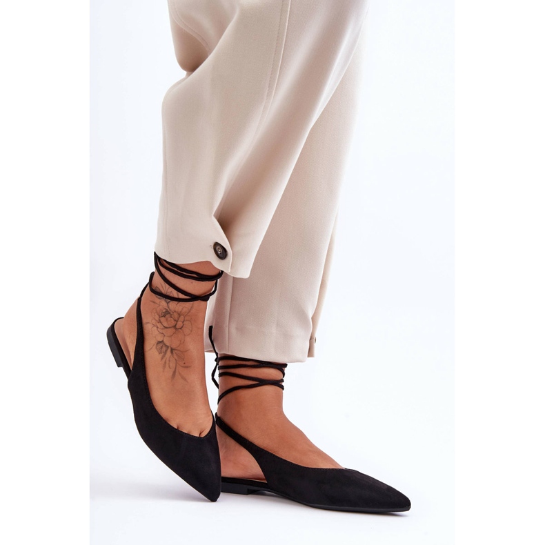 PG1 Ballerine stringate in pelle scamosciata da donna nere Lilly Ann nero 1