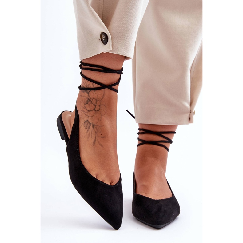 PG1 Ballerine stringate in pelle scamosciata da donna nere Lilly Ann nero 2