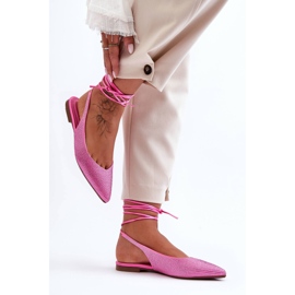PG1 Ballerine Stringate da Donna Impreziosite da Borchie Rosa Jange 2