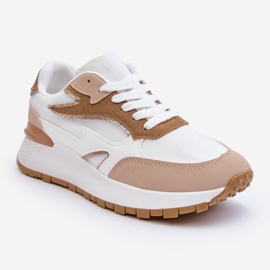 PG1 Scarpe Sportive Con Plateau Da Donna Henley Bianche E Beige 1