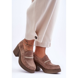 Lemar Décolleté Con Tacco In Camoscio Con Decorazione Gelanor Beige 2