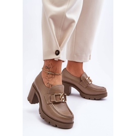 Lemar Eleganti Francesine Sul Tacco Con Decorazione Harmell Beige Scuro 1