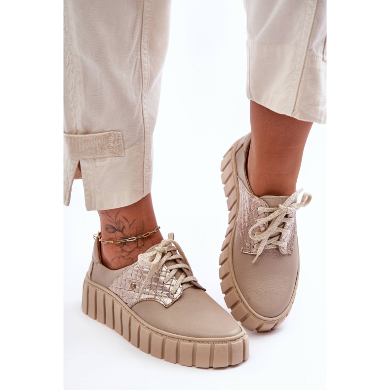 Lemar Scarpe Di Pelle Sulla Piattaforma Di Ipnosi Beige 1