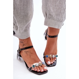 Sandali da donna su tacchi alti con cristalli neri S.Barski MR1037-01 nero 2