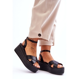 Sandali con zeppa comodi da donna neri Laurie nero 4