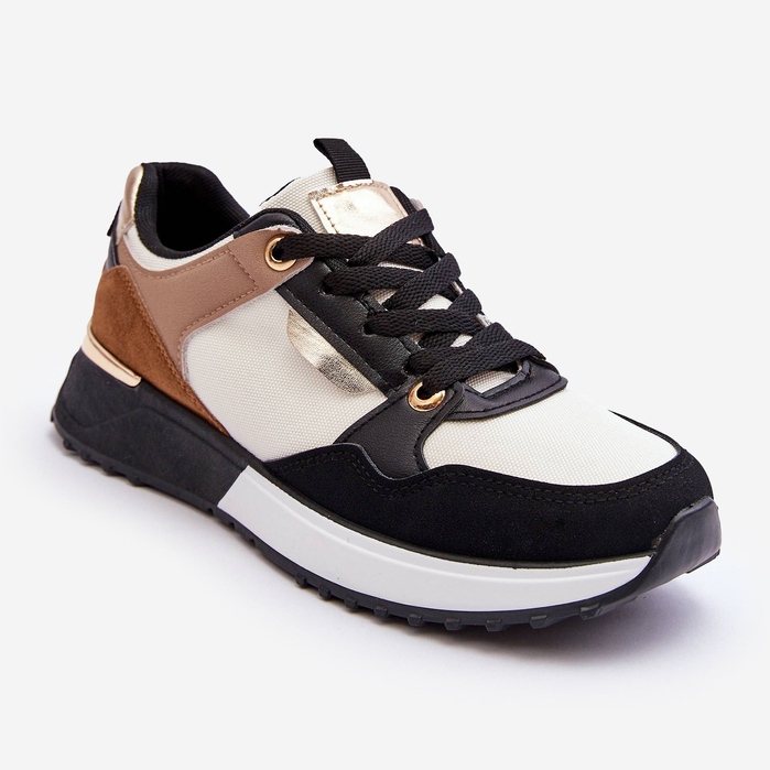 Eleganti scarpe sportive da donna Katenia beige e nera nero 1
