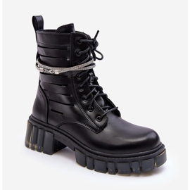 Stivali da lavoro Rocky neri alla moda con cinturino decorativo nero 2