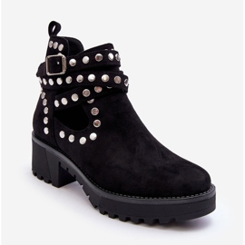 Stivali Da Donna In Camoscio Con Borchie Decorative Neri Bella nero 2