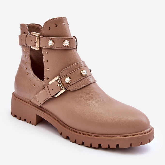 Stivali Trapper Da Donna Con Perle Beige Klarisa 2