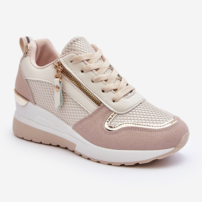 PG1 Sneakers Con Zeppa Da Donna Beige E Bianche Sivan 1
