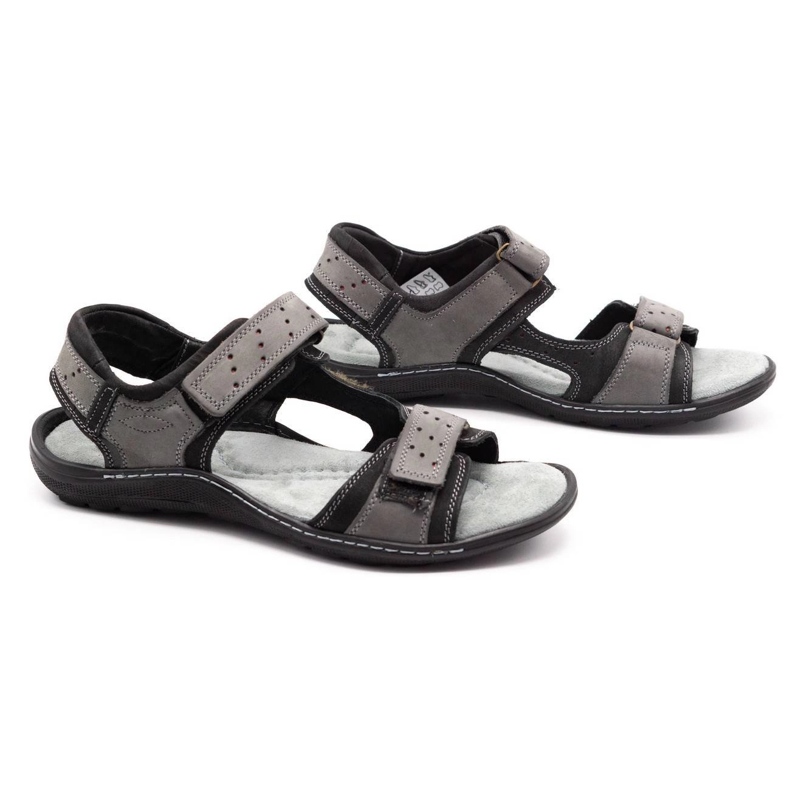 Olivier Sandali da uomo in pelle 295K grigio 3