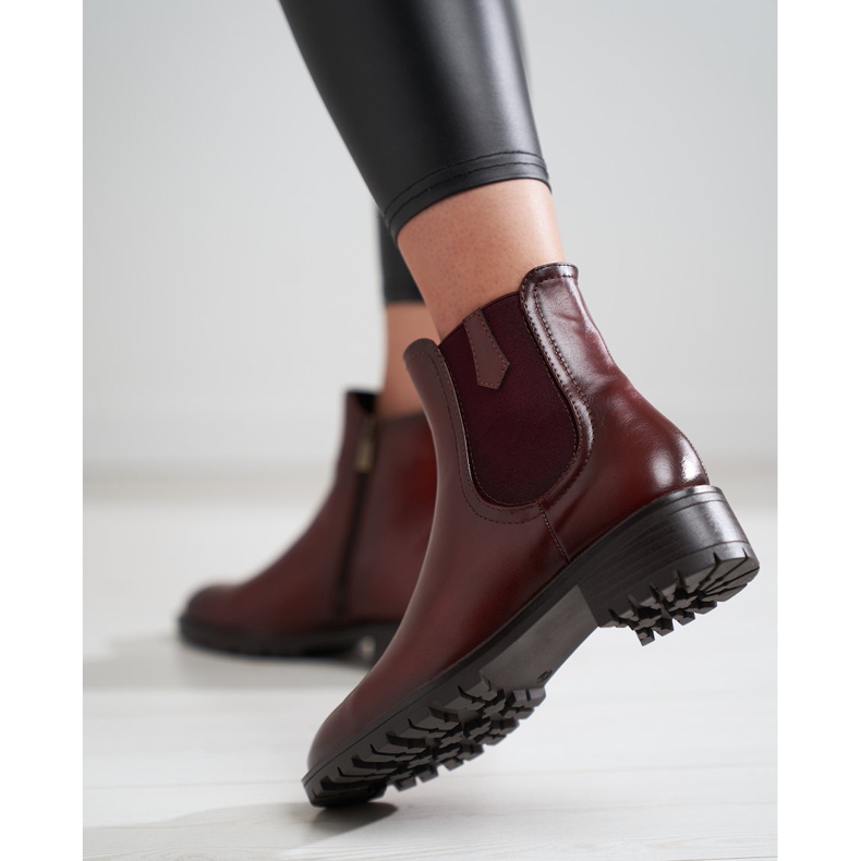 Stivaletti Chelsea bassi Shelovet realizzati in pelle ecologica rosso 1
