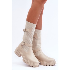 Stivali Calzino Donna Beige Abroze 2