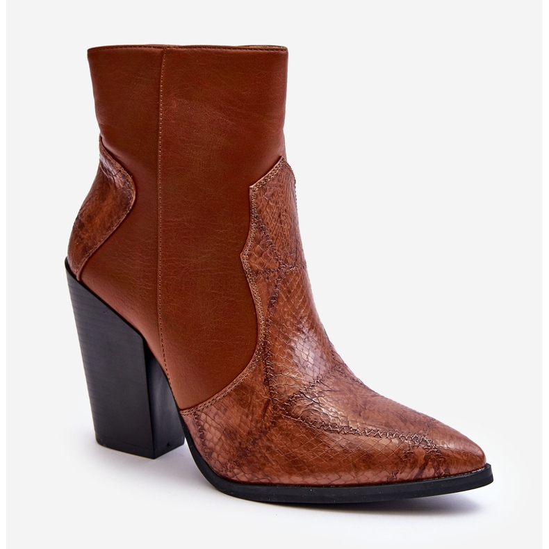Stivali texani in pelle da donna Fiorene marrone 1