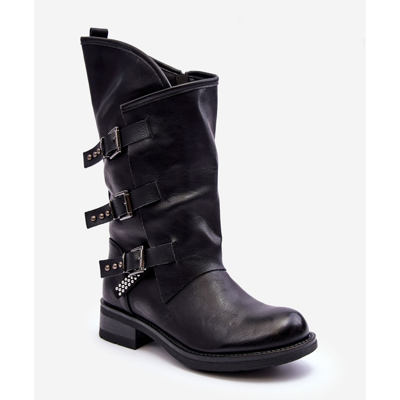 Stivali da donna con tacco alto in pelle nera Nyreo nero 2