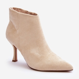 Stivali da donna in camoscio con tacco alto Beige chiaro Merisa 2