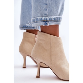 Stivali da donna in camoscio con tacco alto Beige chiaro Merisa 1