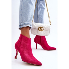 WS1 Stivali da donna con tacco alto in camoscio Merisa fucsia rosa 1