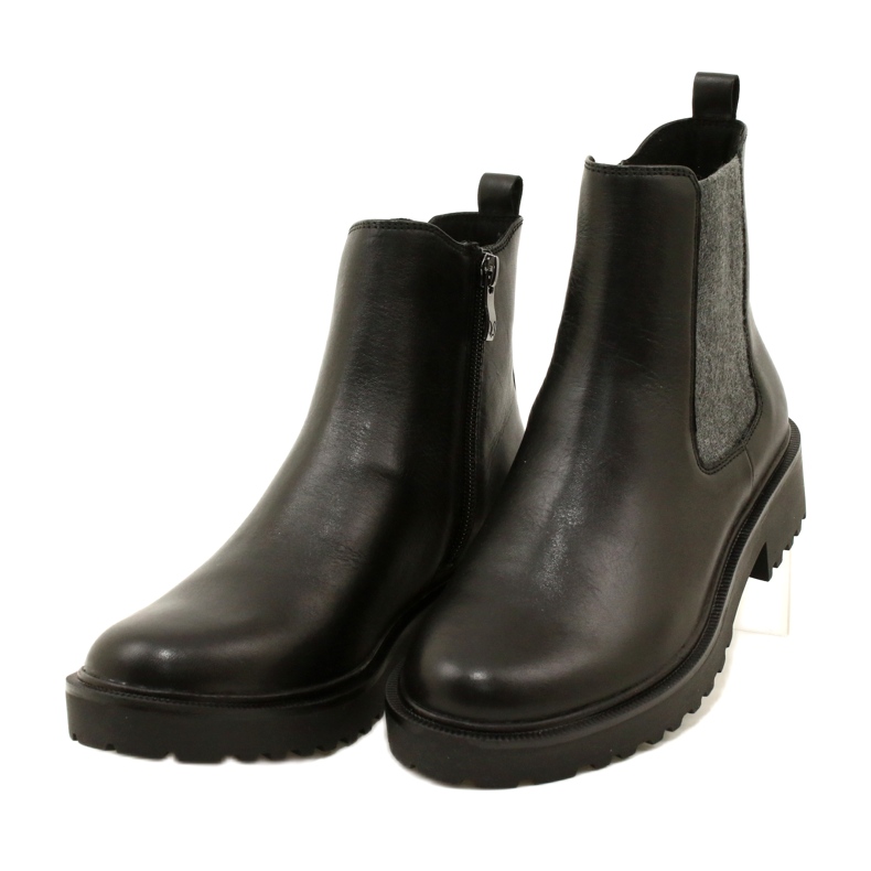 Caprice Stivali in pelle femminile sul cappotto inferiore più spesso 9-25419-41 022 nero 3