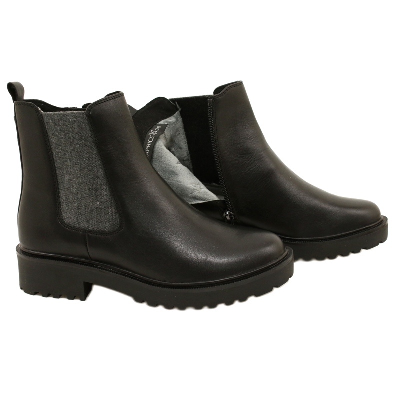 Caprice Stivali in pelle femminile sul cappotto inferiore più spesso 9-25419-41 022 nero 5