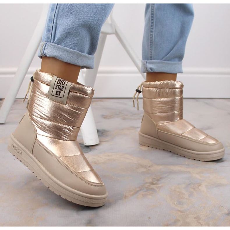 Doposci metallizzati Big Star W INT1589D beige d'oro 2