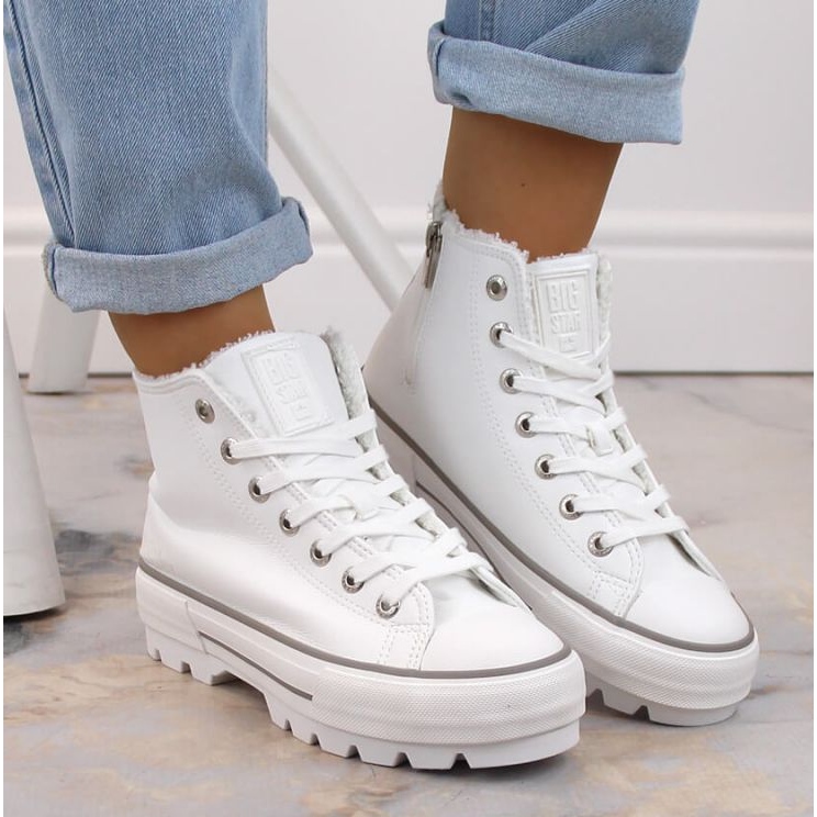 Scarpe da ginnastica isolate sulla piattaforma Big Star W INT1903A bianche bianco 1