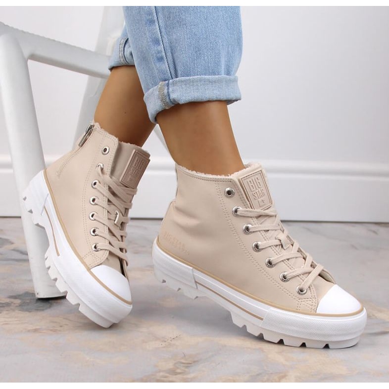 Scarpe da ginnastica isolate sulla piattaforma Big Star W INT1903B beige 1