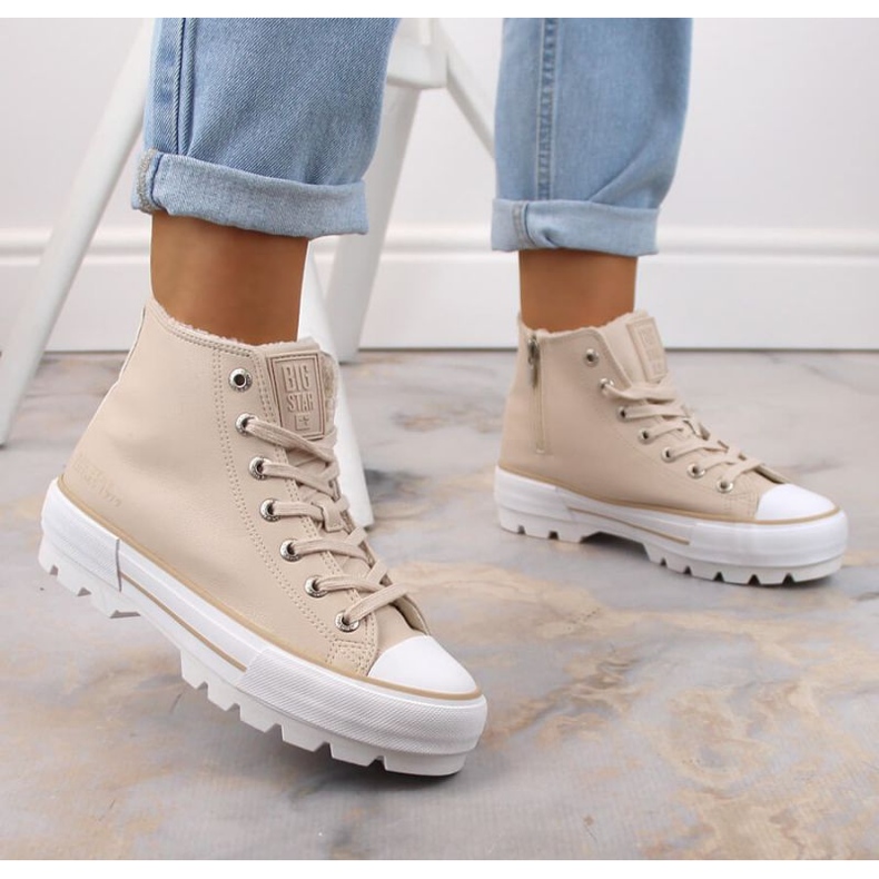 Scarpe da ginnastica isolate sulla piattaforma Big Star W INT1903B beige 2