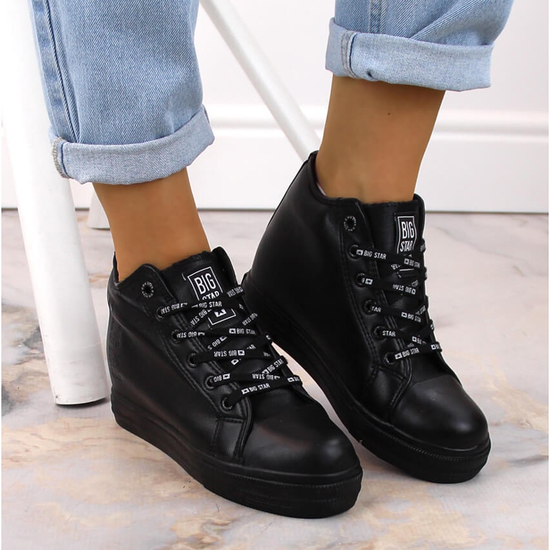 Sneakers nere da donna con zeppa Big Star EE274127 nero 1
