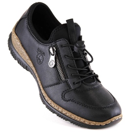 Scarpe slip-on da donna in pelle nera Rieker N32G0-00 nero 1