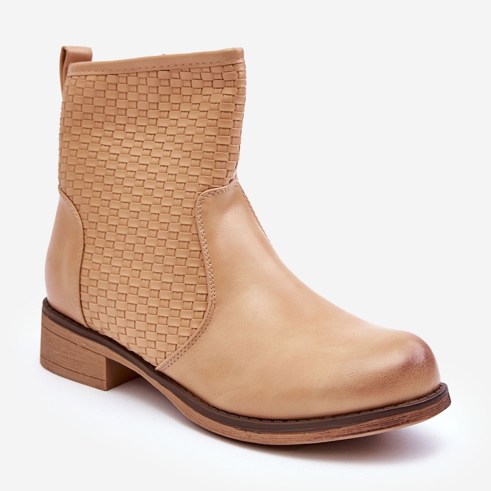 Stivali intrecciati da donna Beige Chilly 1