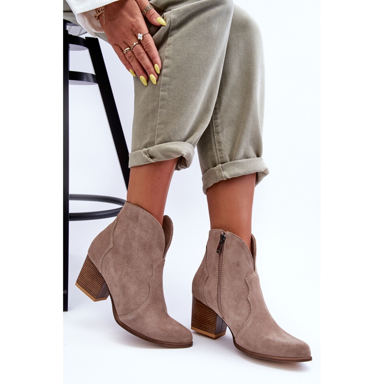 Lewski Shoes Stivali da cowboy in pelle scamosciata Lewski EV28 Beige 1