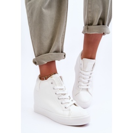 Sneakers Donna Big Star in Pelle con Zeppa MM274002 Bianche bianco 1