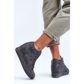 Sneakers con zeppa in pelle da donna Big Star MM274005 Grigio 1