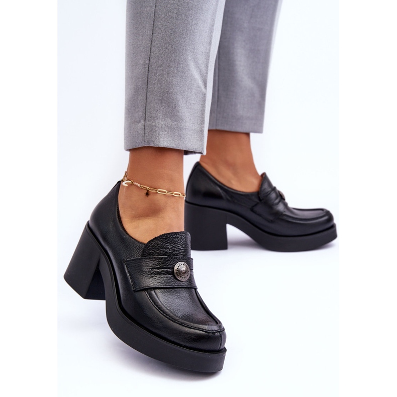 Lemar Scarpe Donna In Pelle Con Tacco Nero Dunadia 1
